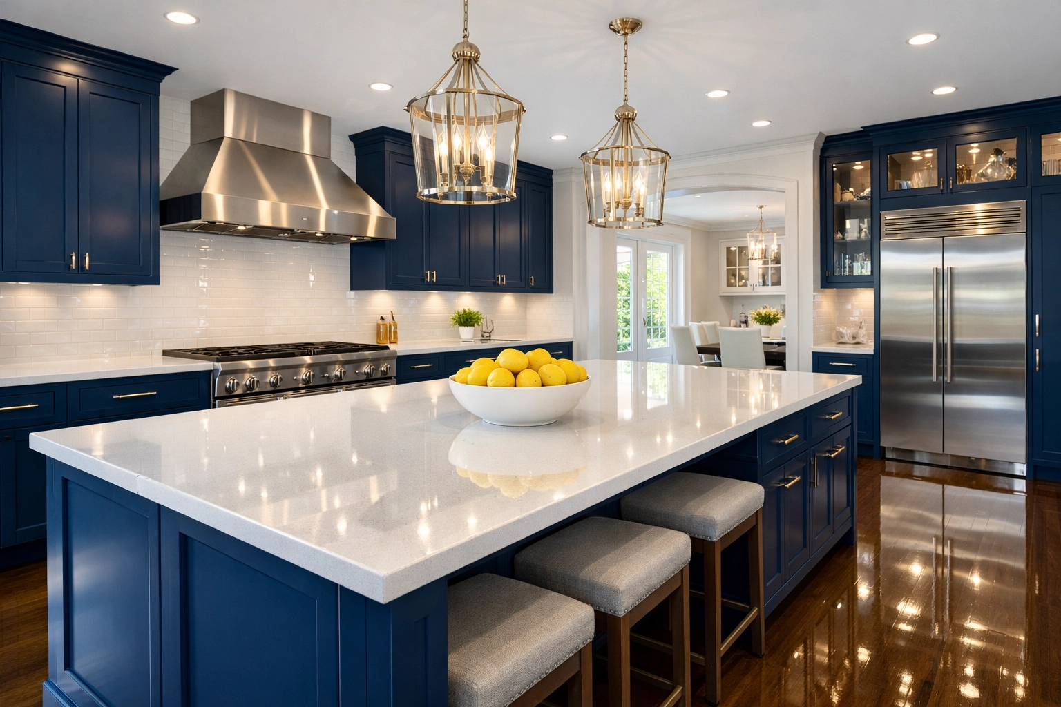 Sparkling clean modern kitchen in a Wellesley home following expert house cleaning services MA.