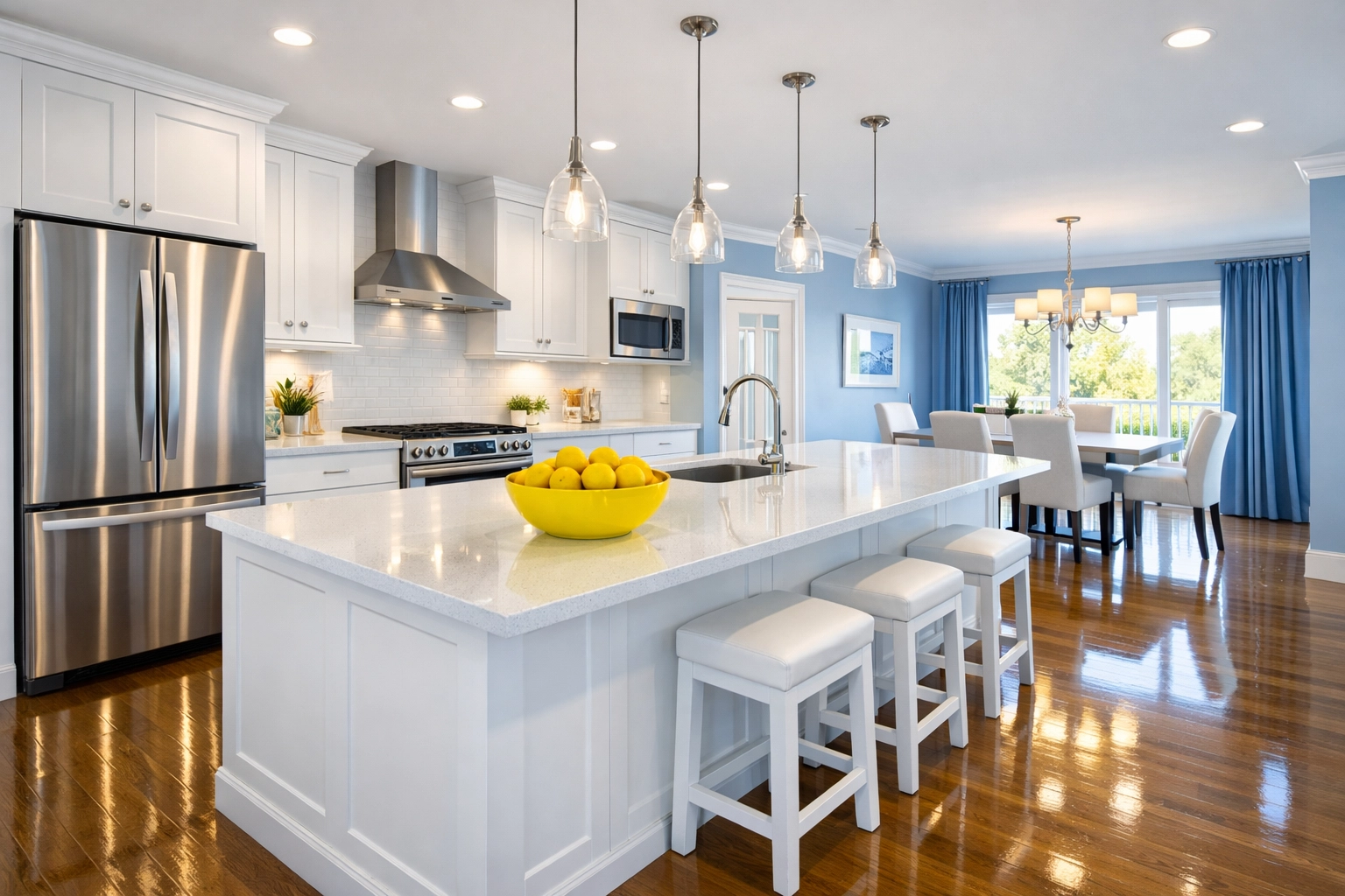 Immaculate kitchen following move-in deep cleaning services Framingham for a new Massachusetts homeowner.