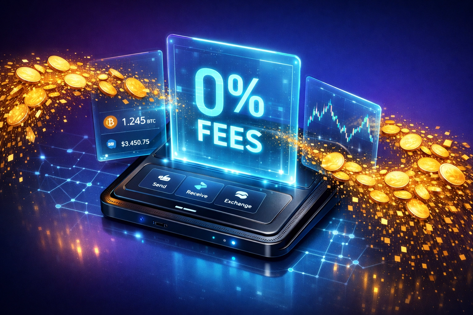 Zero-fee crypto wallet showing Larecoin's 0% platform fees compared to traditional merchant processors
