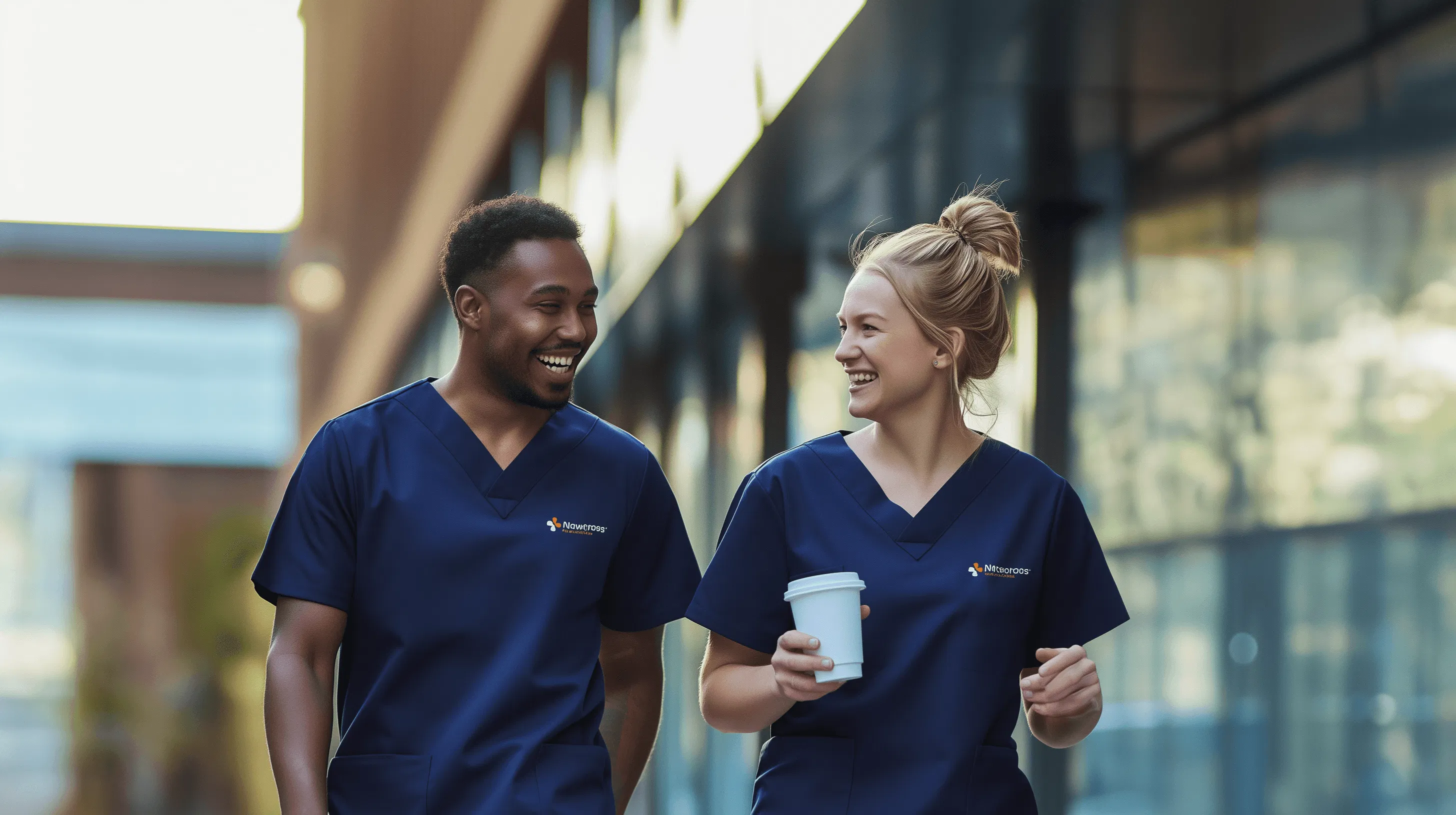 Stephanie and Carolyn from BestCare24 sharing a warm moment together.