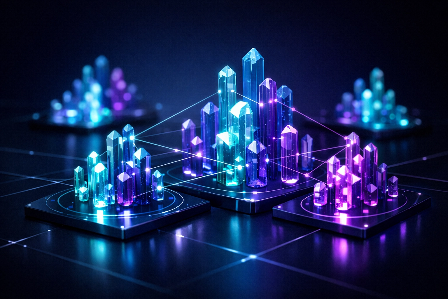 Visual representation of AI analyzing customer data nodes to build an ideal customer profile.