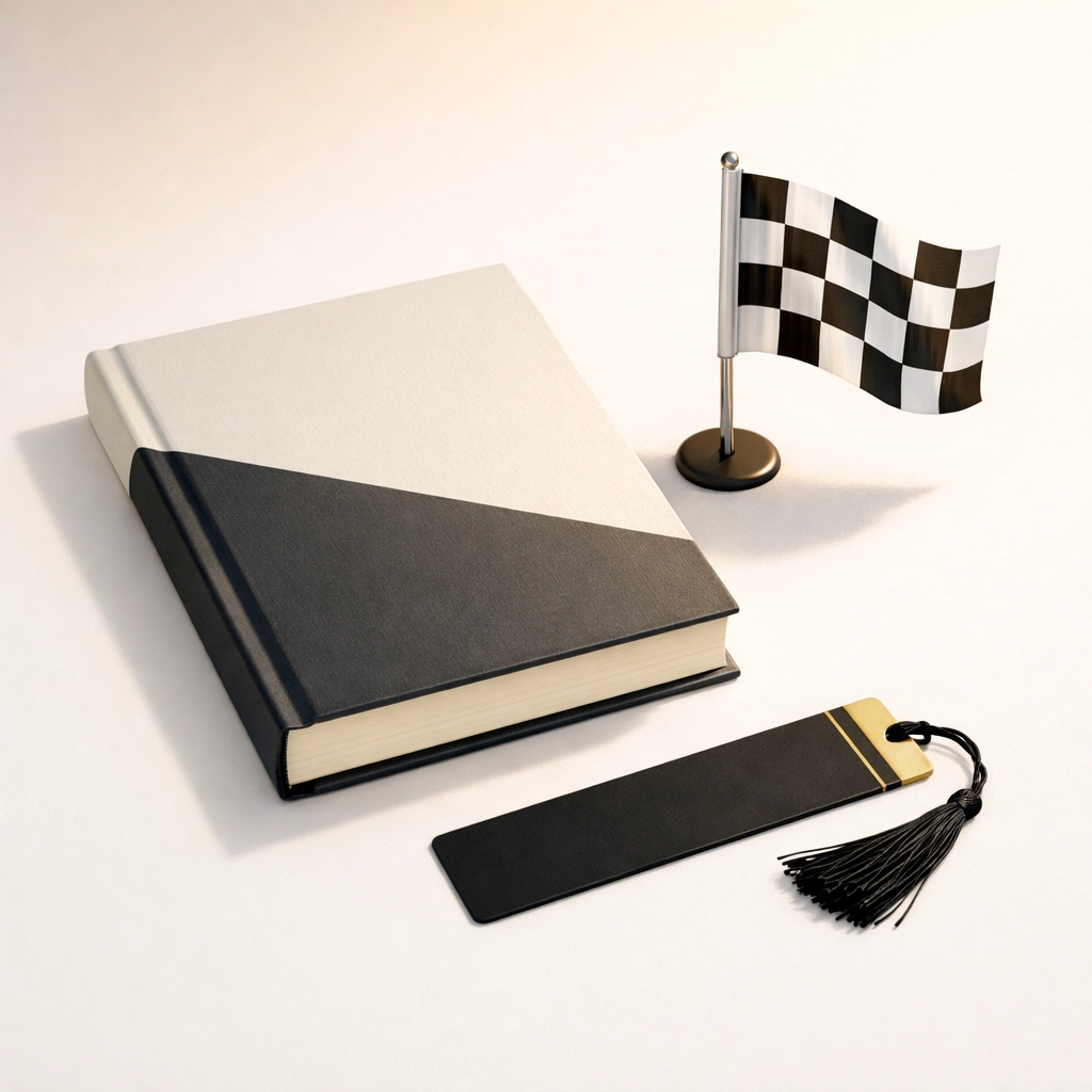 Finished novella with victory flag celebrating the achievement of completing a short book