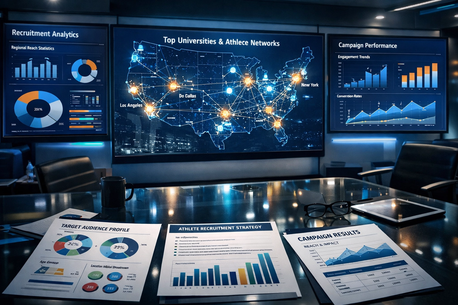Media buyer strategy center planning Super Bowl 2026 NIL campaign with athlete network data