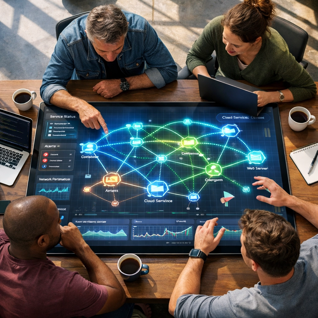 IT team using ServiceNow ITOM for real-time ICT risk management and compliance monitoring