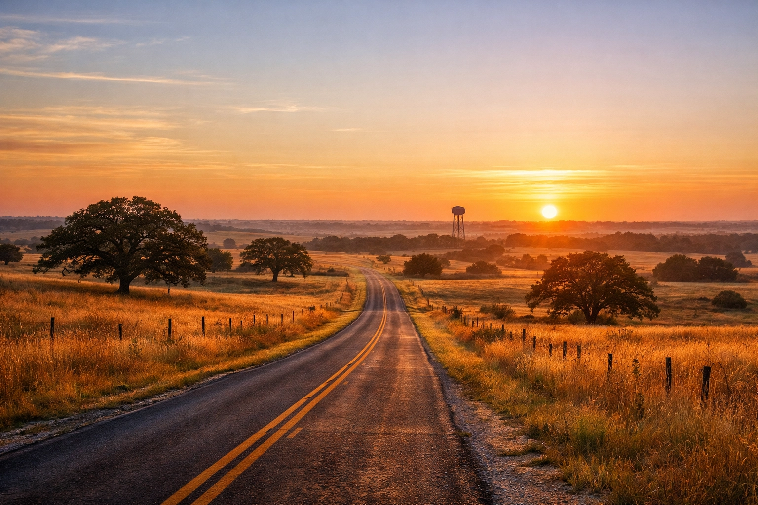 Undeveloped North Texas prairie land in Grayson County with farm-to-market road