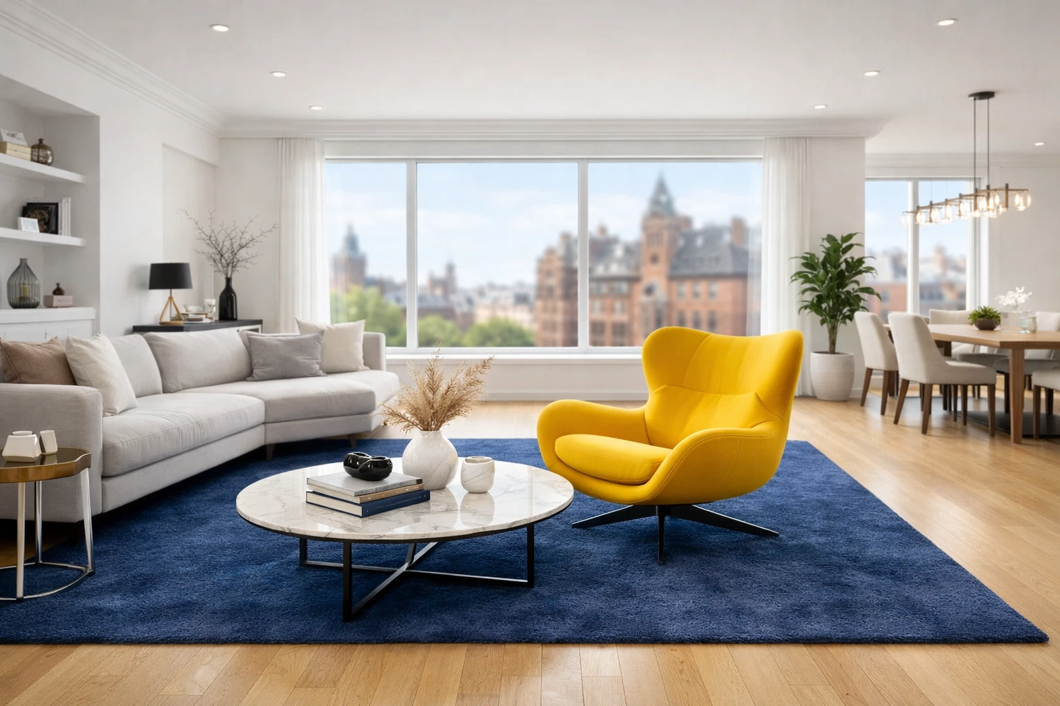 A spotless, sun-drenched living room highlighting professional House Cleaning Lowell MA standards.