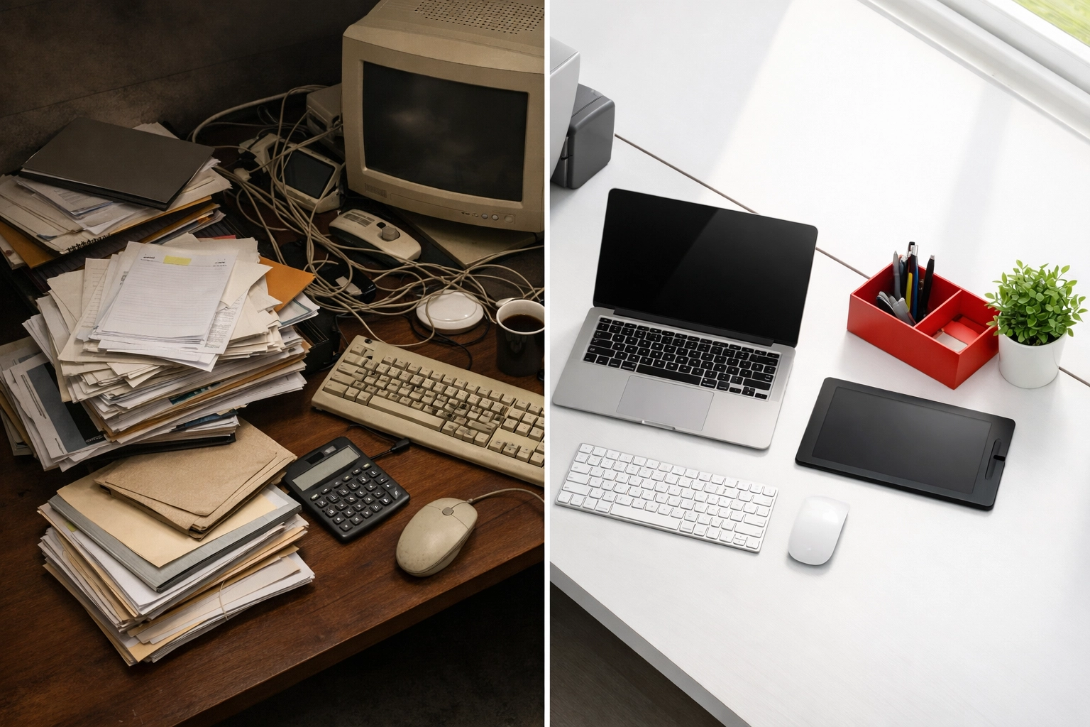 Before and after comparison of legacy healthcare IT workspace modernization