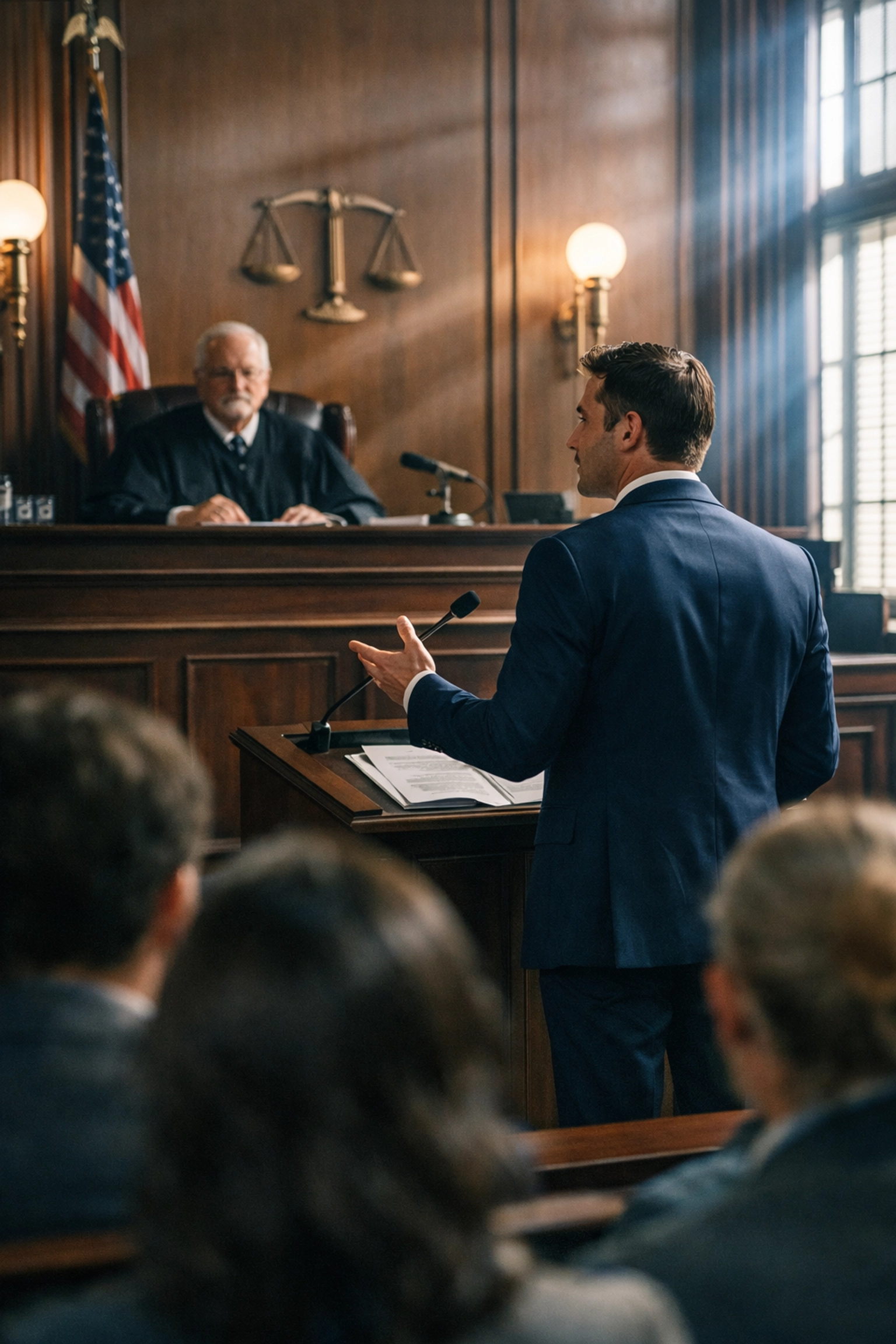 DUI defense attorney presenting case in Virginia Beach courtroom during trial