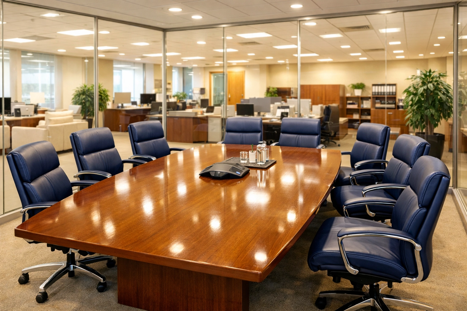 Clean conference room in Leominster after professional commercial cleaning for a move-in ready workspace.