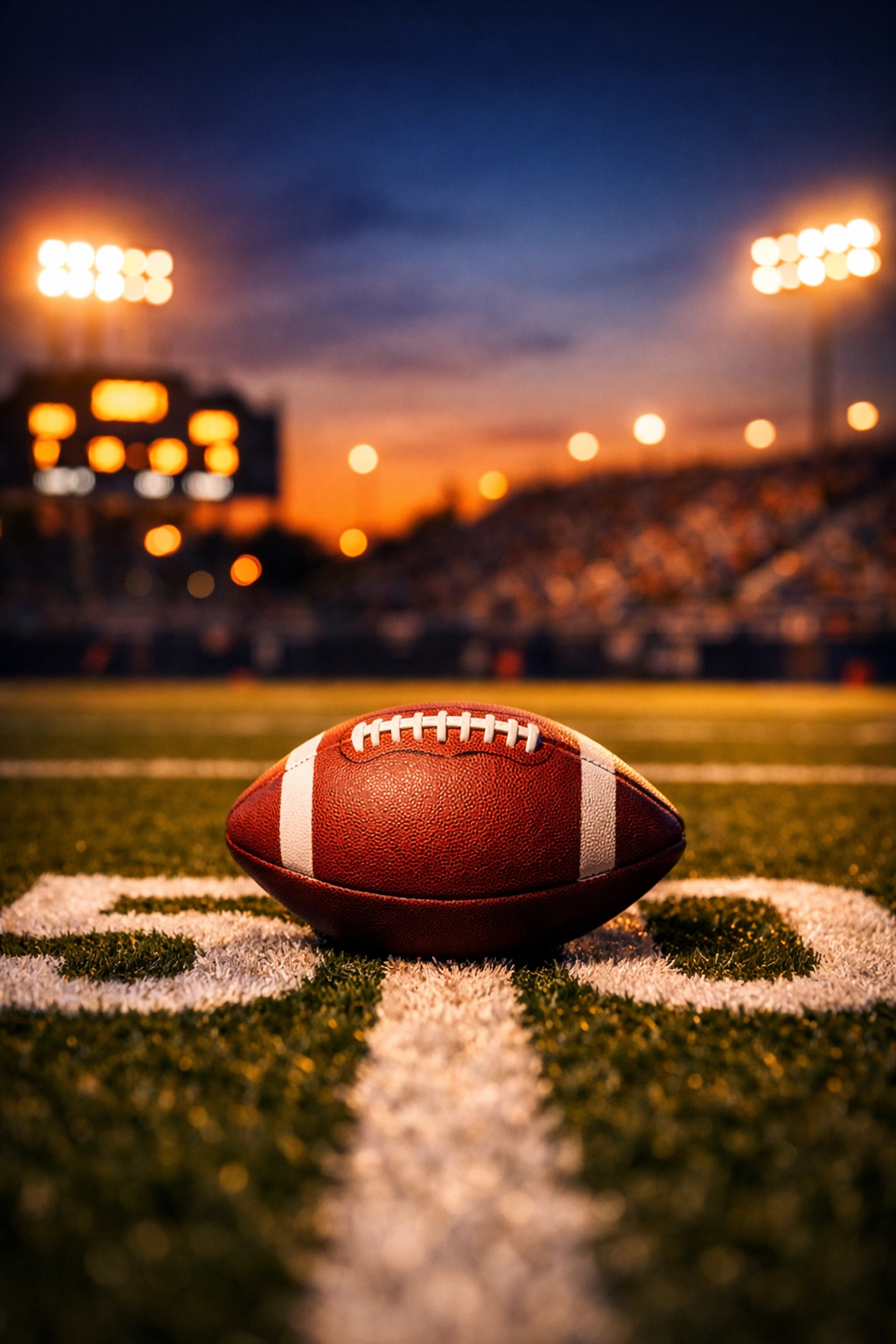 Football on college field at sunset symbolizing closed transfer portal window and new opportunities