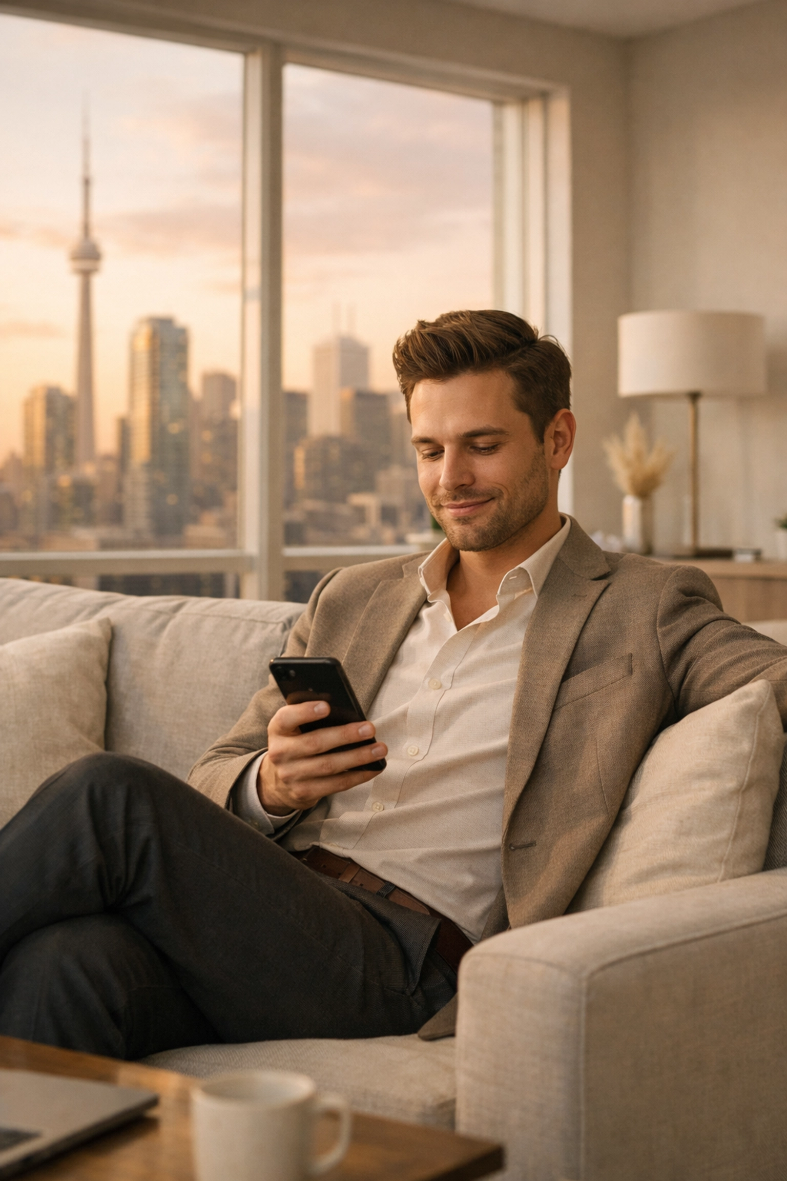 Young professional in Toronto checking approval for a cash loan online on their phone.