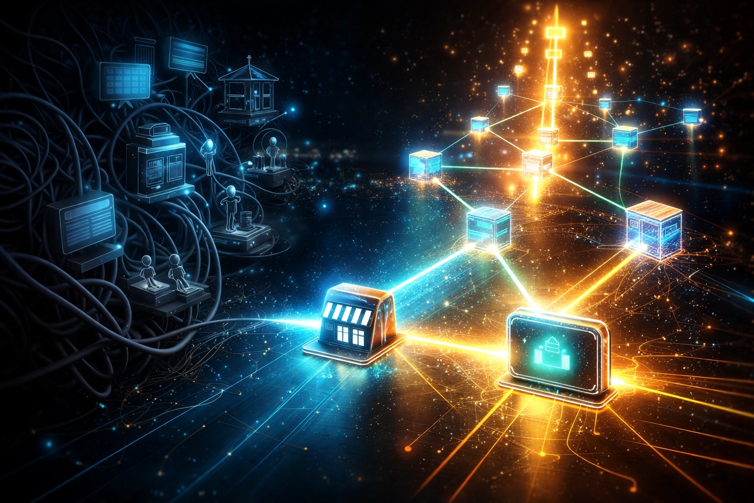 Visualization comparing traditional banking fees with direct crypto payments for small business merchants