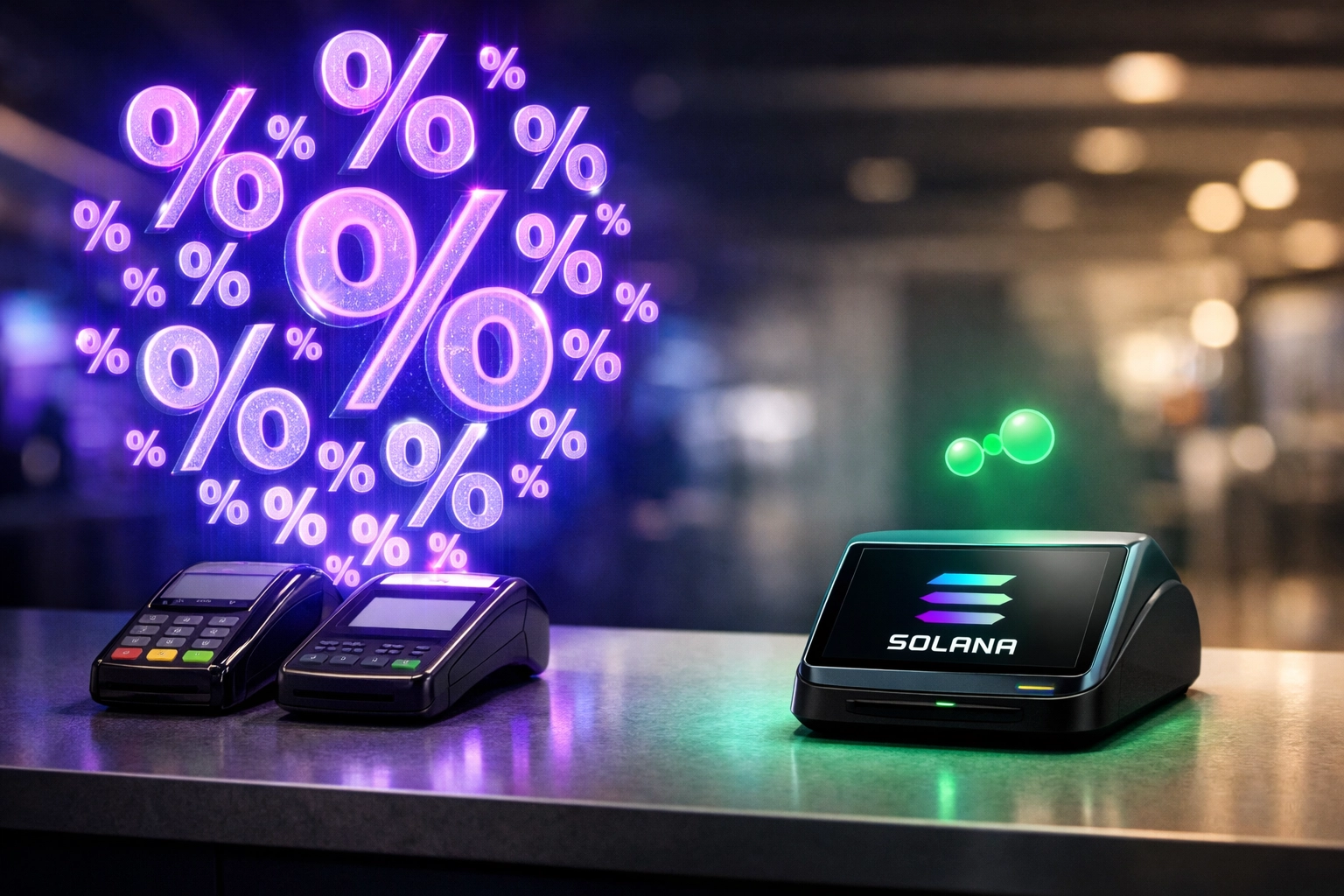 Percentage-based merchant fees multiplying vs flat Solana gas costs for crypto payment processing