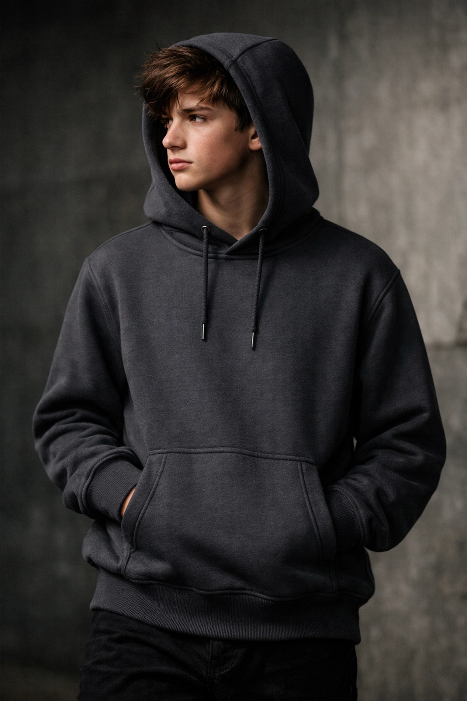 Premium weighted hoodie for teens designed as stylish streetwear not medical equipment