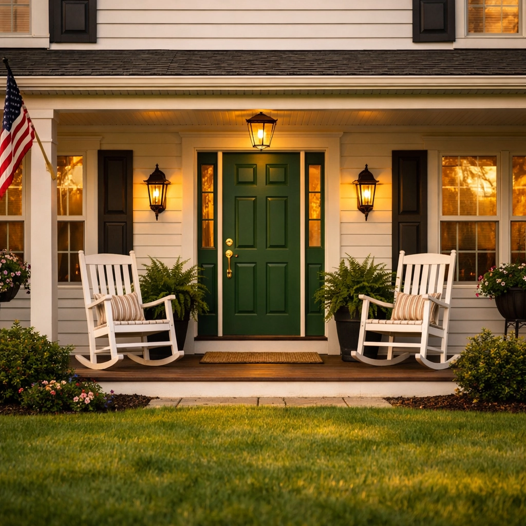 A beautiful Ohio suburban home with a green door representing a successful hard money real estate closing.