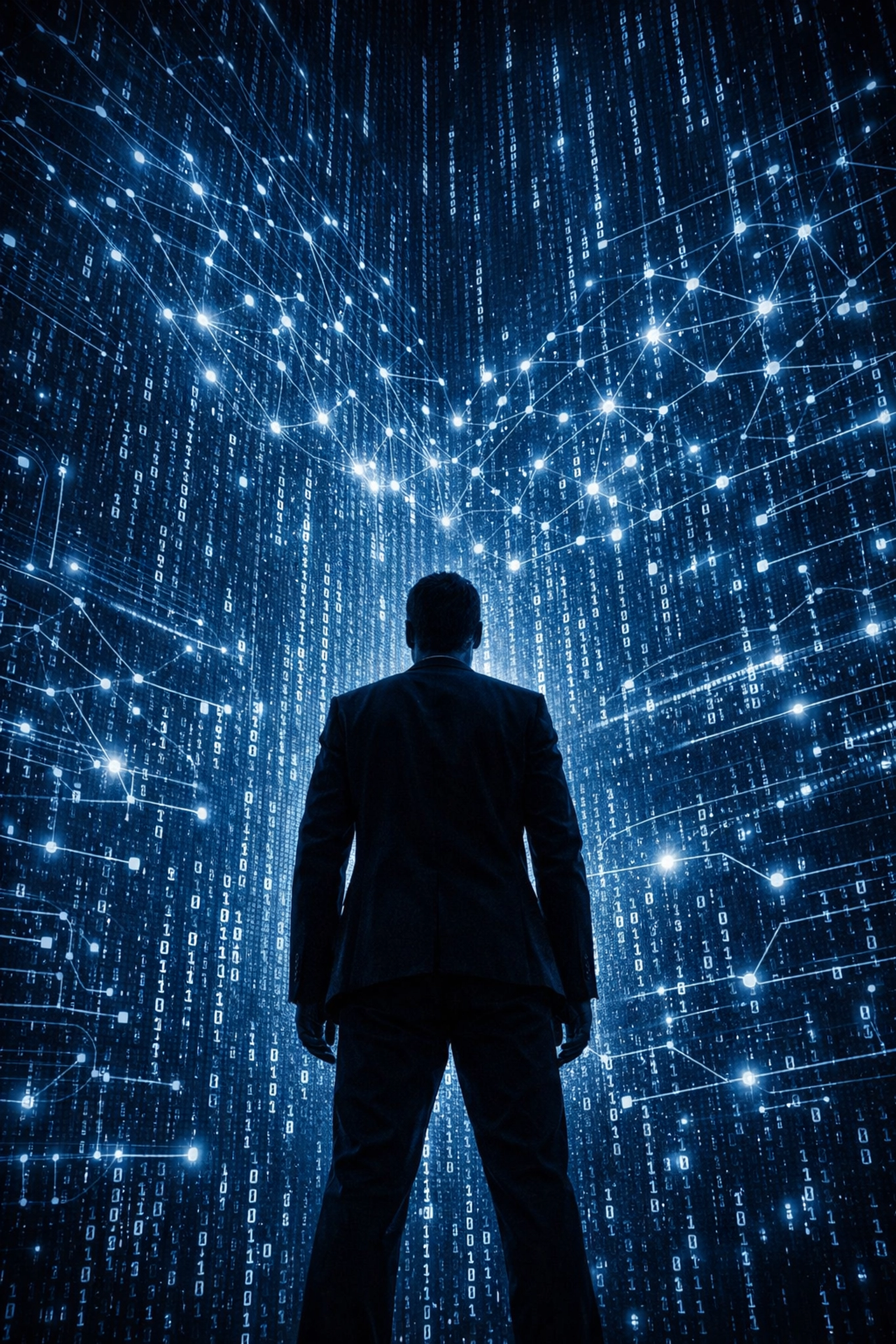 Digital data wall showing AI patterns used for predictable password generation and cybersecurity risks.