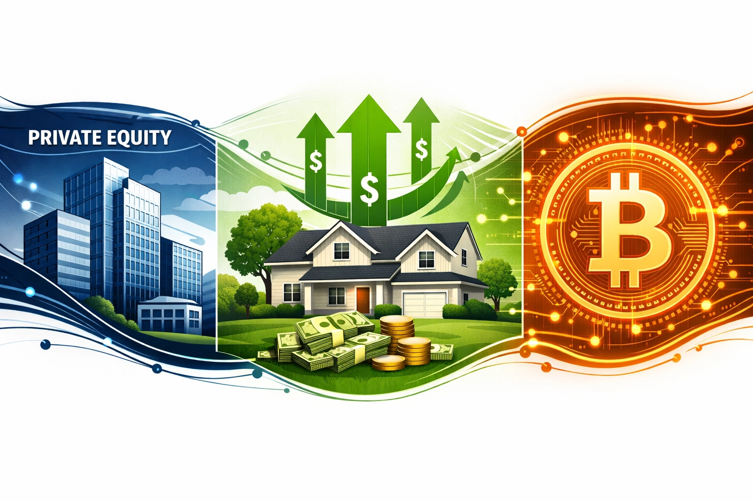 Integrated portfolio strategy combining private equity, real estate, and Bitcoin investments