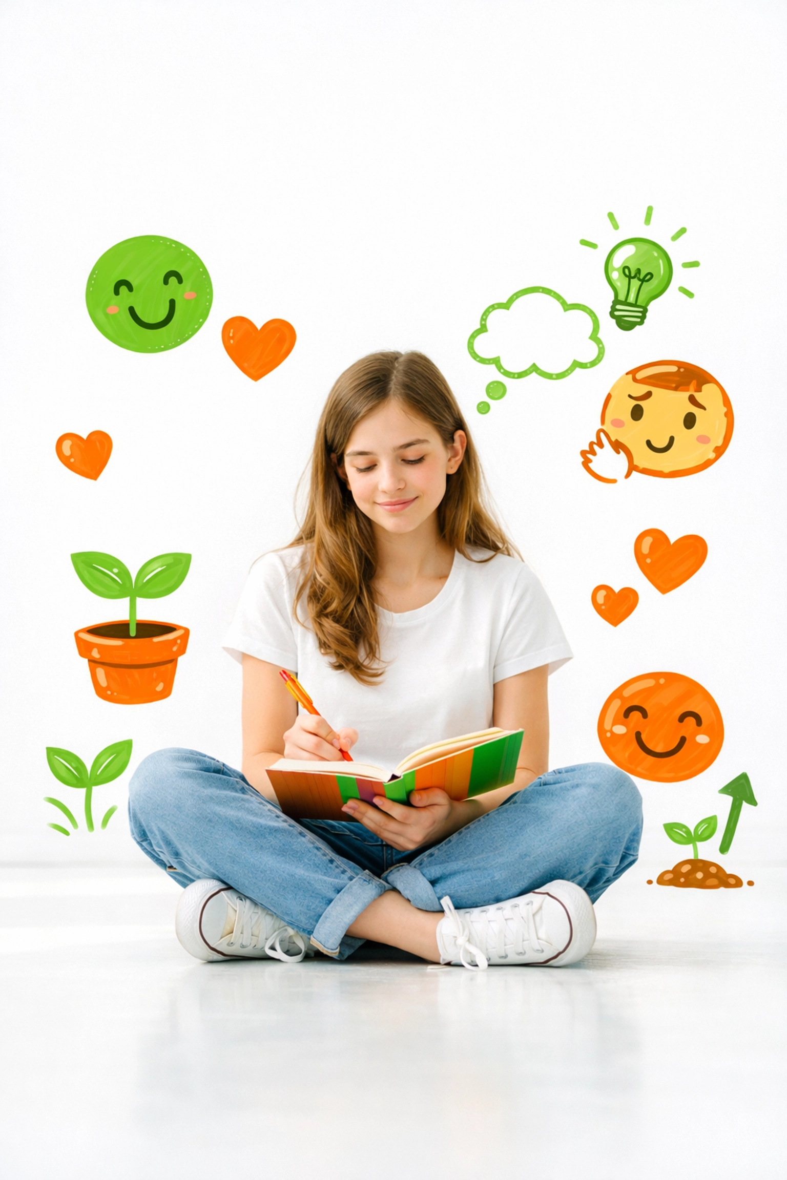 Teen girl journaling and developing emotional intelligence and self-awareness