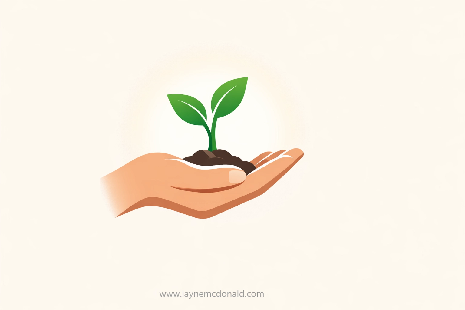 Minimalist illustration of a seedling growing from a hand, symbolizing spiritual growth and creative leadership ideas.