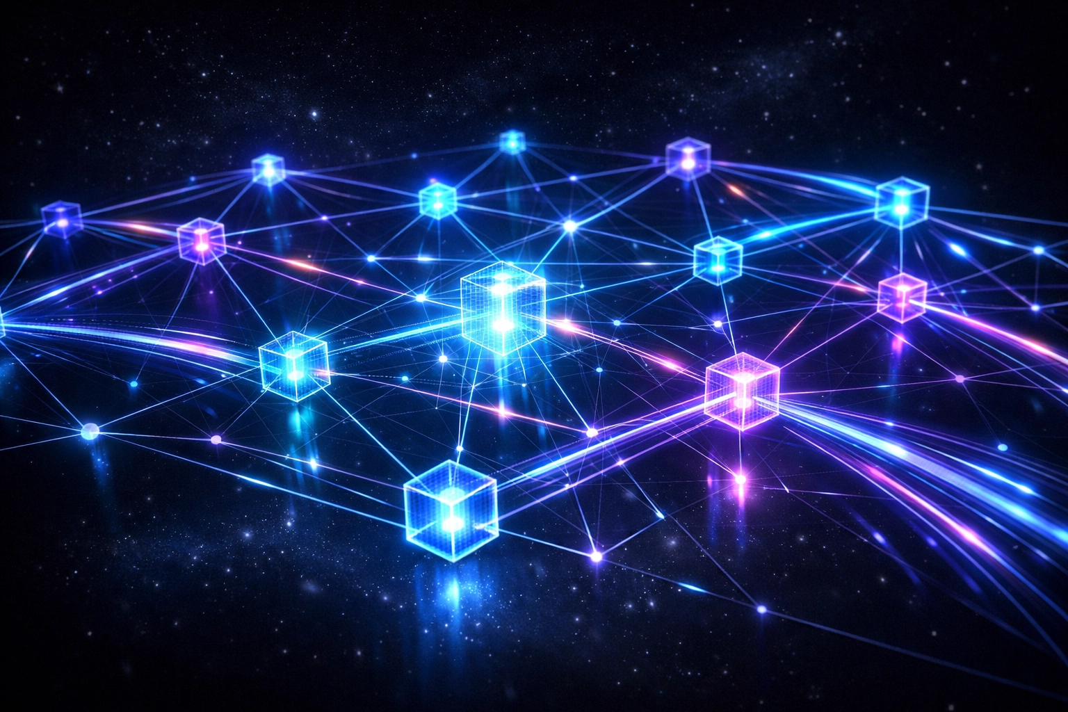 LareBlocks decentralized blockchain network with interconnected nodes processing crypto payments