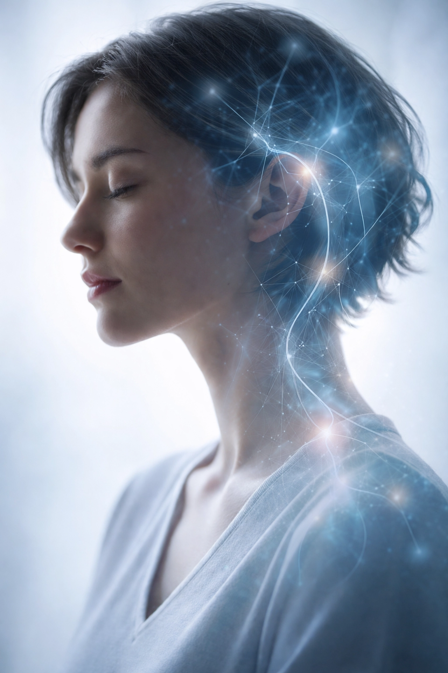 Person reflecting with closed eyes, illustrating self-awareness and emotional insight for managing relationship stressors.