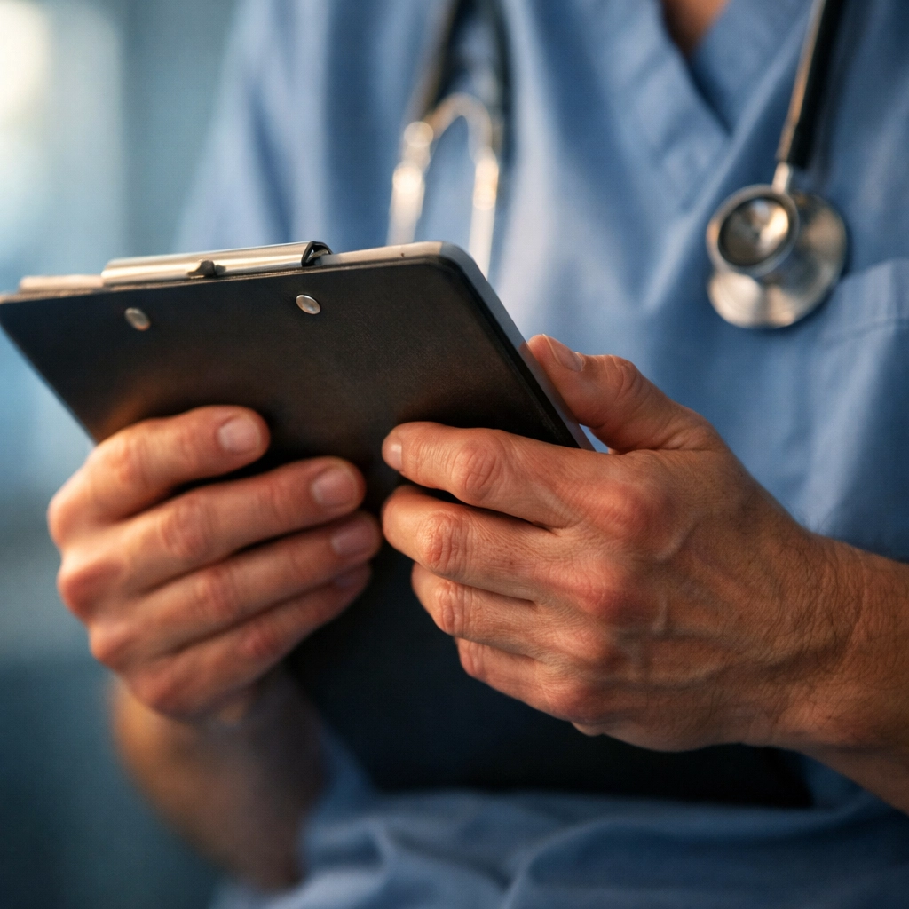 Healthcare worker experiencing stress and burnout while managing responsibilities