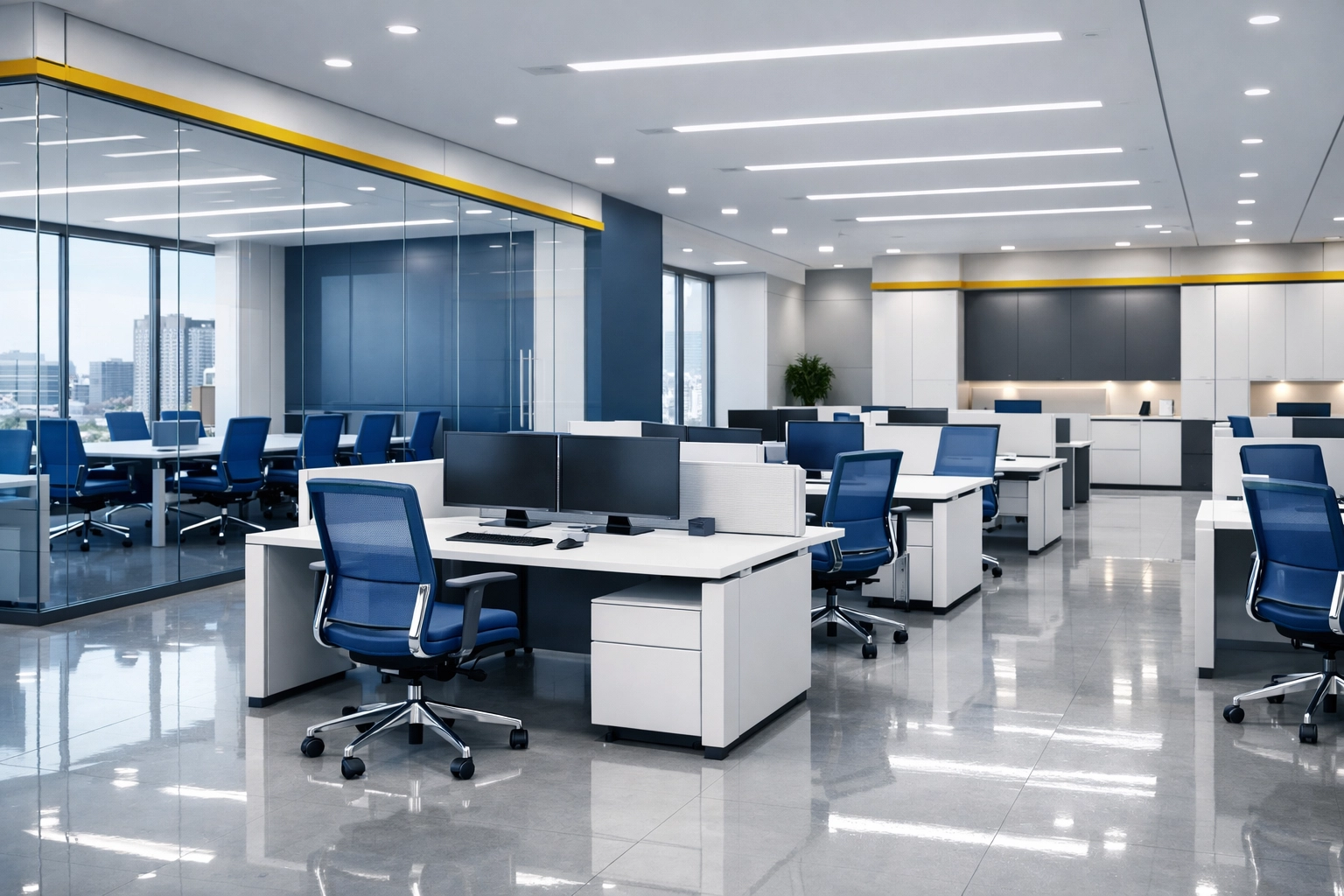 Sanitized and organized commercial workspace illustrating high-quality office cleaning Worcester standards.