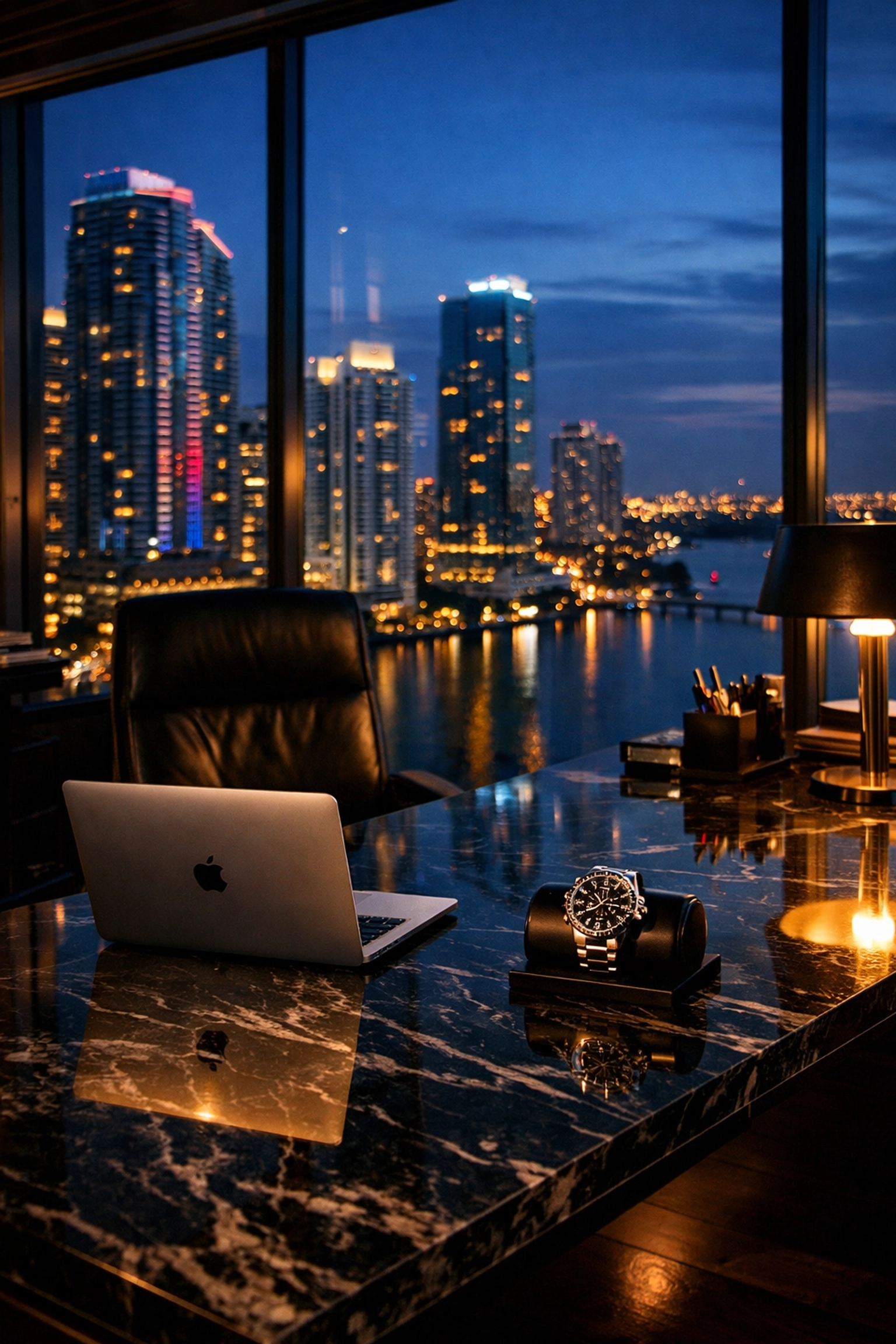 Modern Brickell office shot by a commercial photographer in Miami to showcase luxury brand identity.