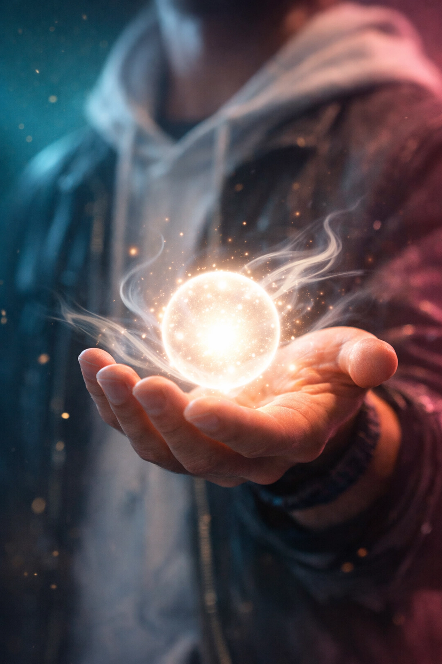 Hand holding glowing light symbolizing inner peace and Buddha nature