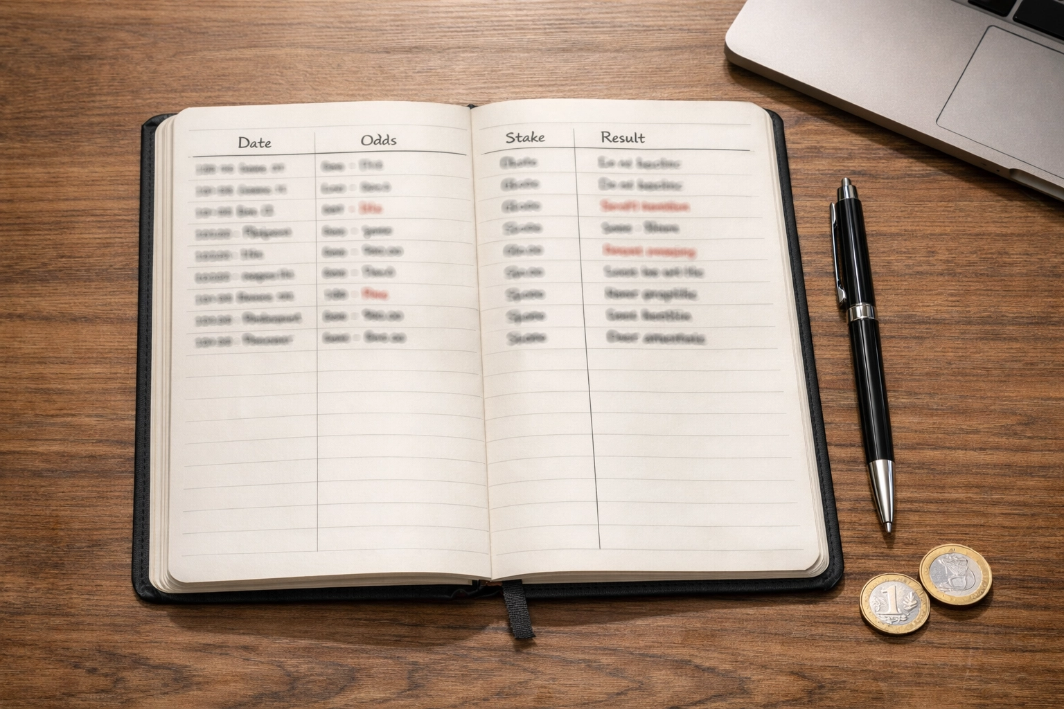 Wetttagebuch mit detaillierten Einträgen zur Dokumentation von Einsätzen und Ergebnissen