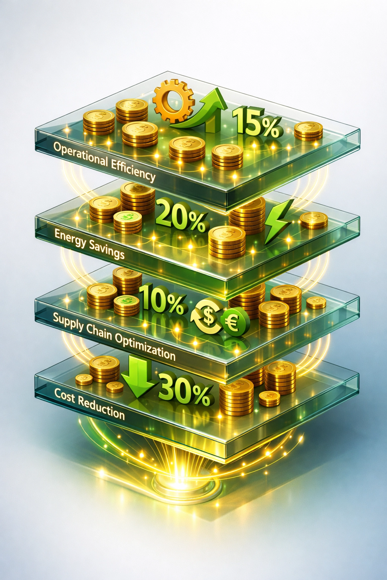 ServiceNow cost savings visualization showing stacked value streams and optimization opportunities