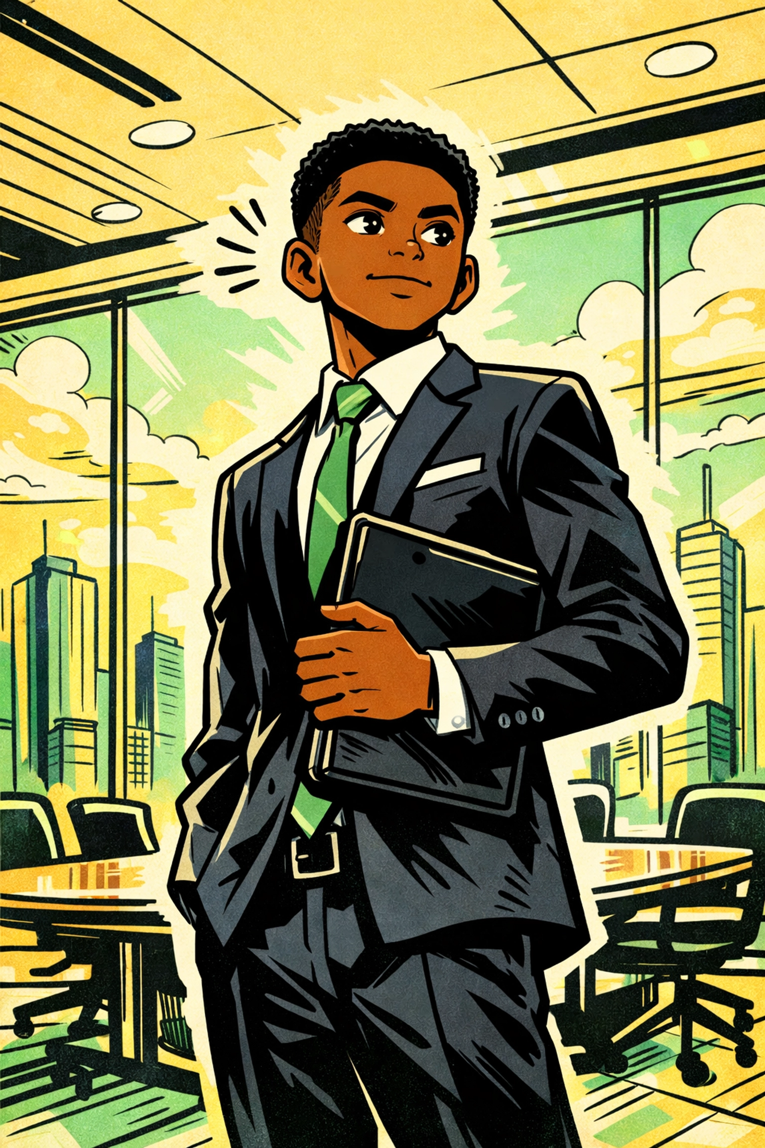 Young Black professional in boardroom representing career success and leadership development