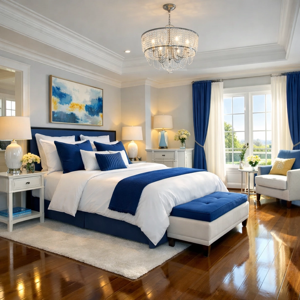 A perfectly clean master bedroom suite showing the results of professional luxury move-in cleaning.