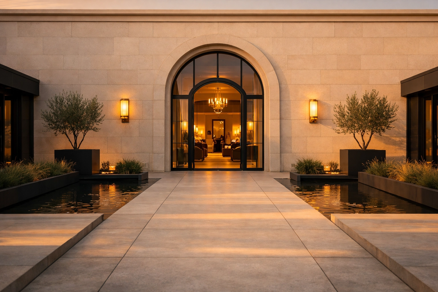 A welcoming boutique hotel entrance highlighting the direct booking path for guests.