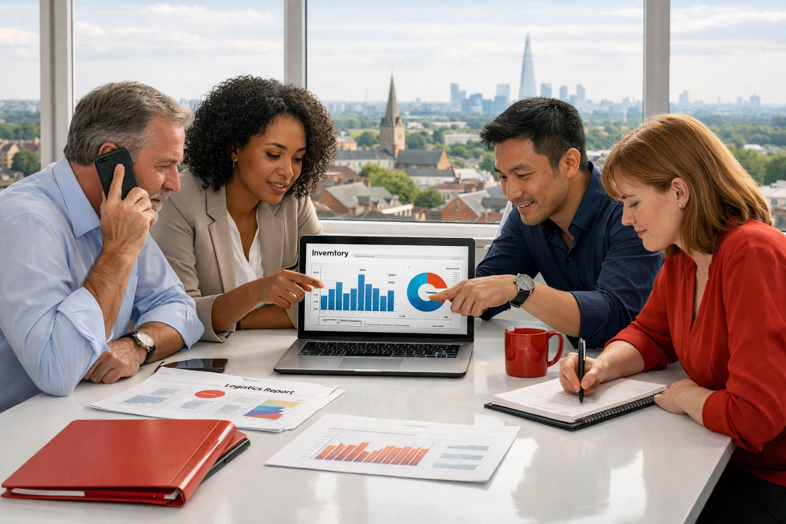 Enfield business team planning supply chain and logistics strategy