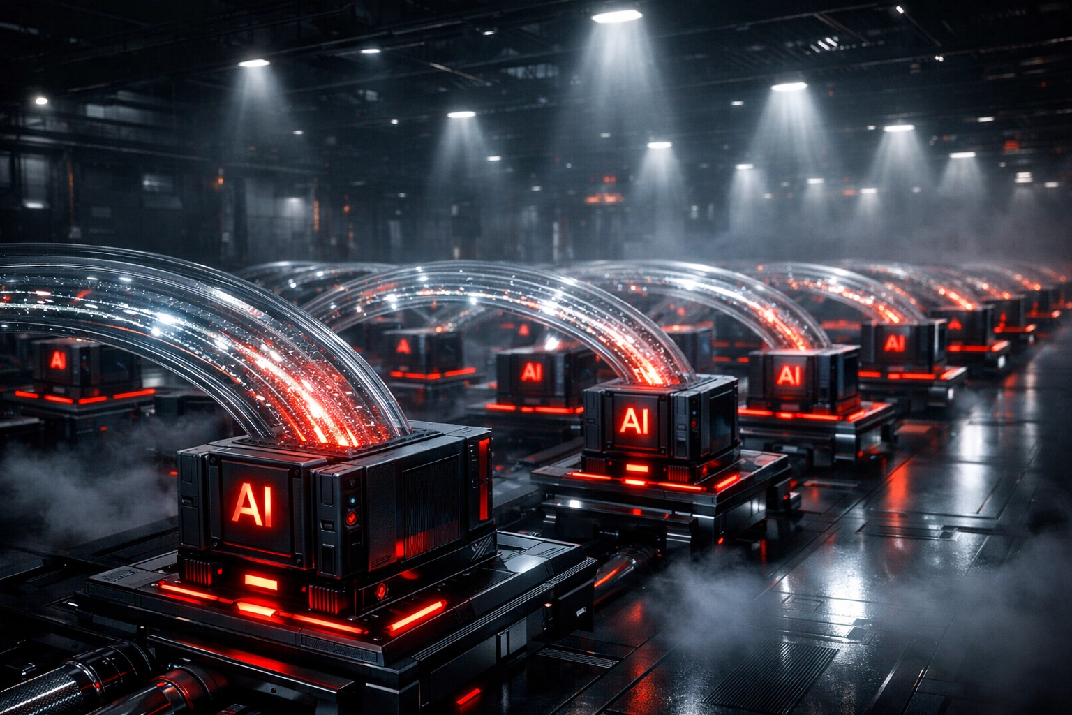 Enterprise AI factory infrastructure showing integrated data workflows and automated processing systems