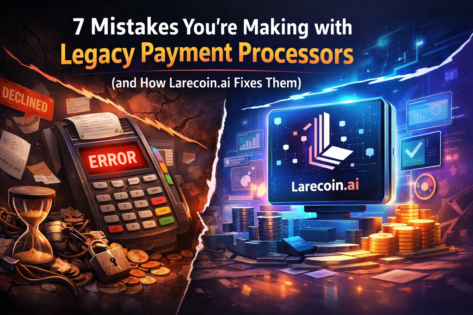 [HERO] 7 Mistakes You’re Making with Legacy Payment Processors (and How Larecoin.ai Fixes Them)