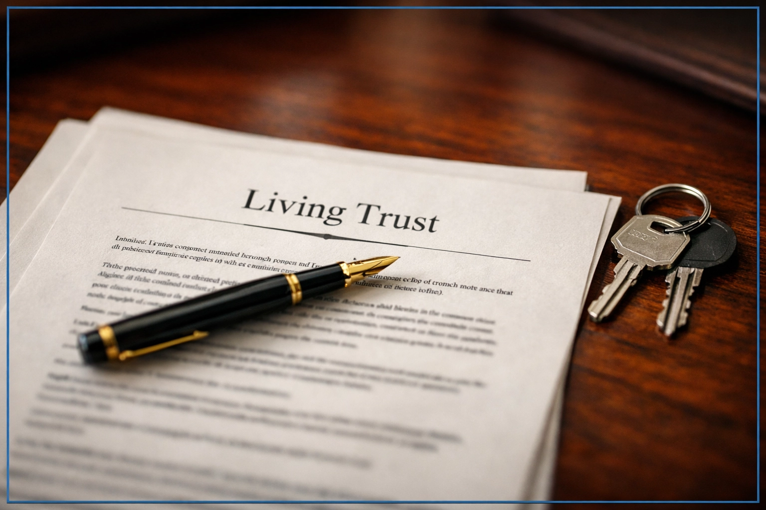 Living trust documents with house keys for selling inherited property in LA Living trust documents with house keys for selling inherited property in LA