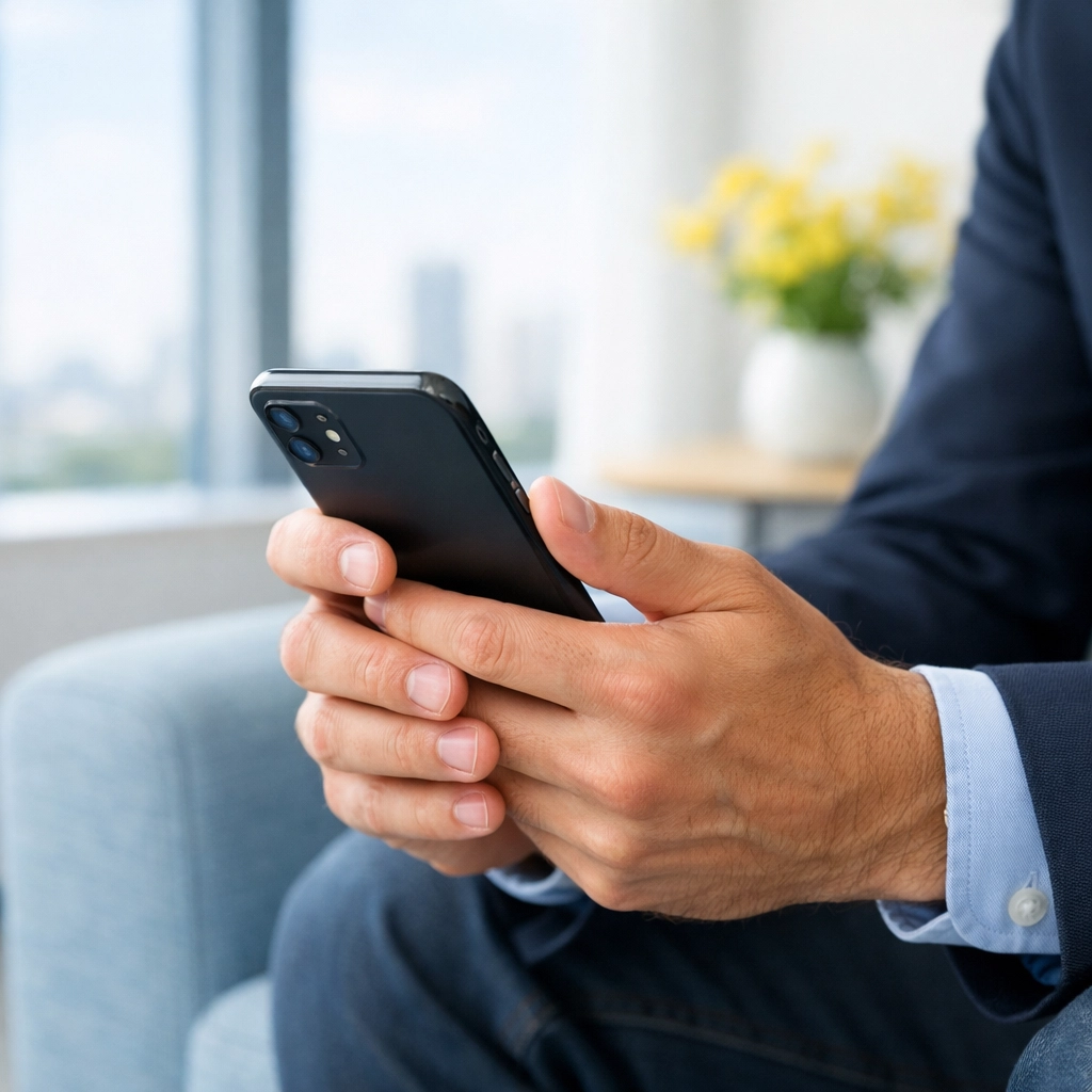 Professional using a mobile device for immediate donor follow-up and engagement campaigns.