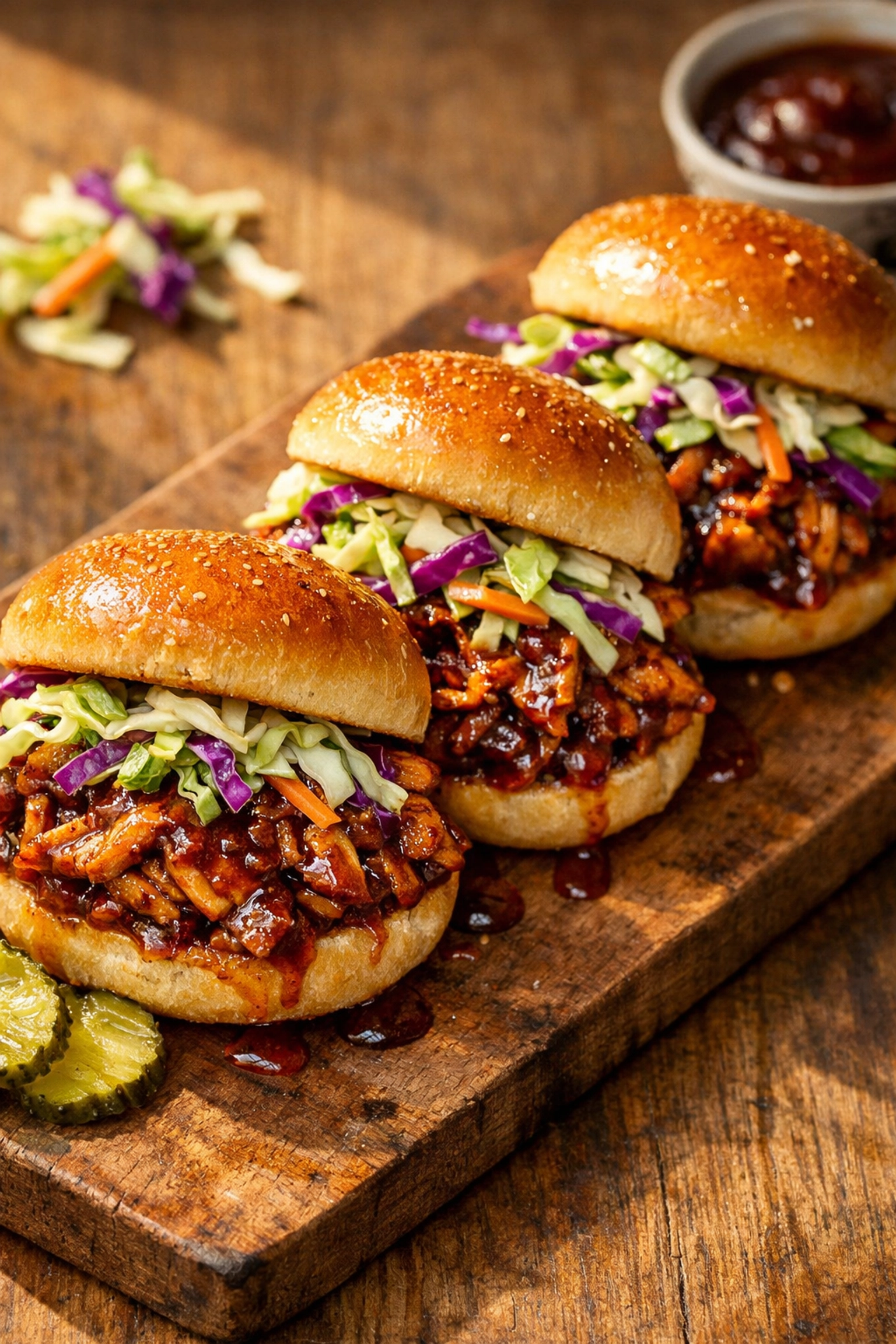 5-ingredient BBQ chicken sliders with coleslaw, a quick and easy family meal for busy weeks.