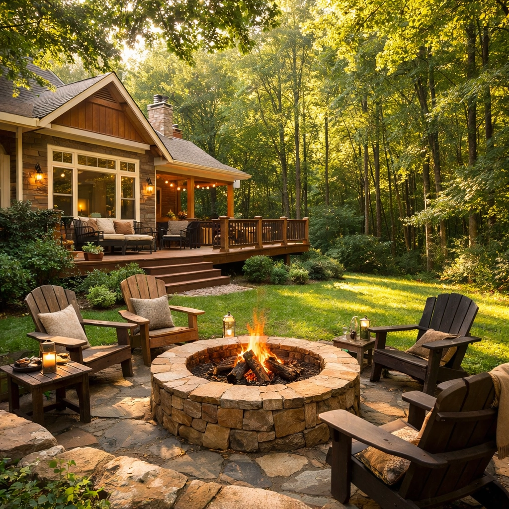 Northern Virginia home with a backyard sanctuary bordering a permanent forest conservation easement.