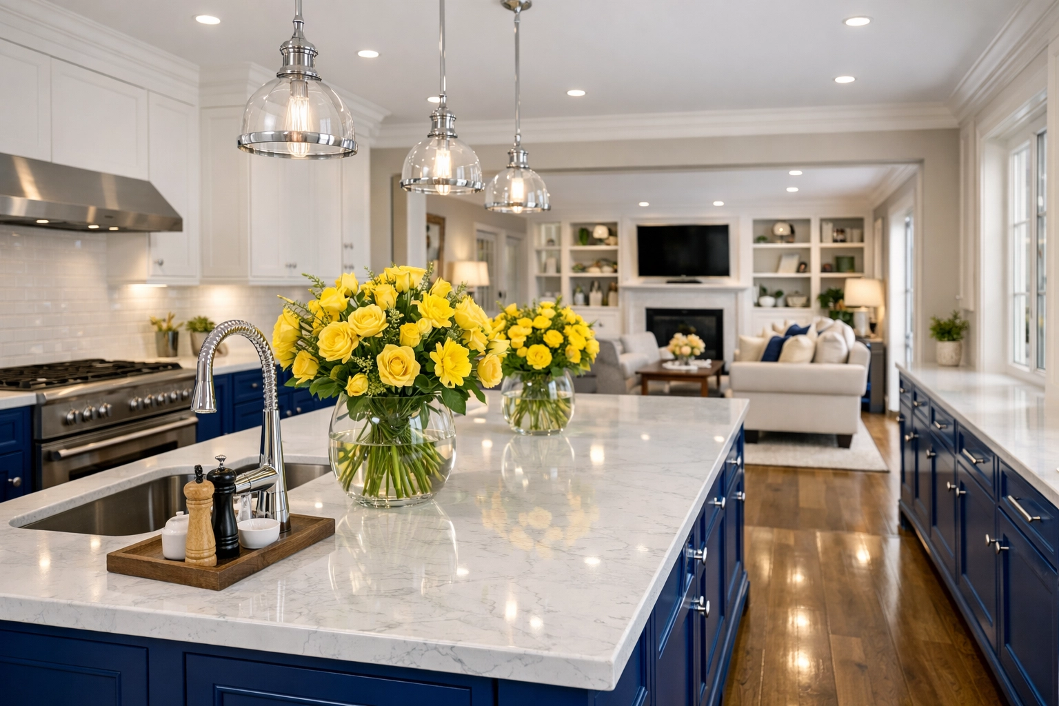 A spotless kitchen and dining area after a detailed house cleaning Worcester MA for a stress-free home.