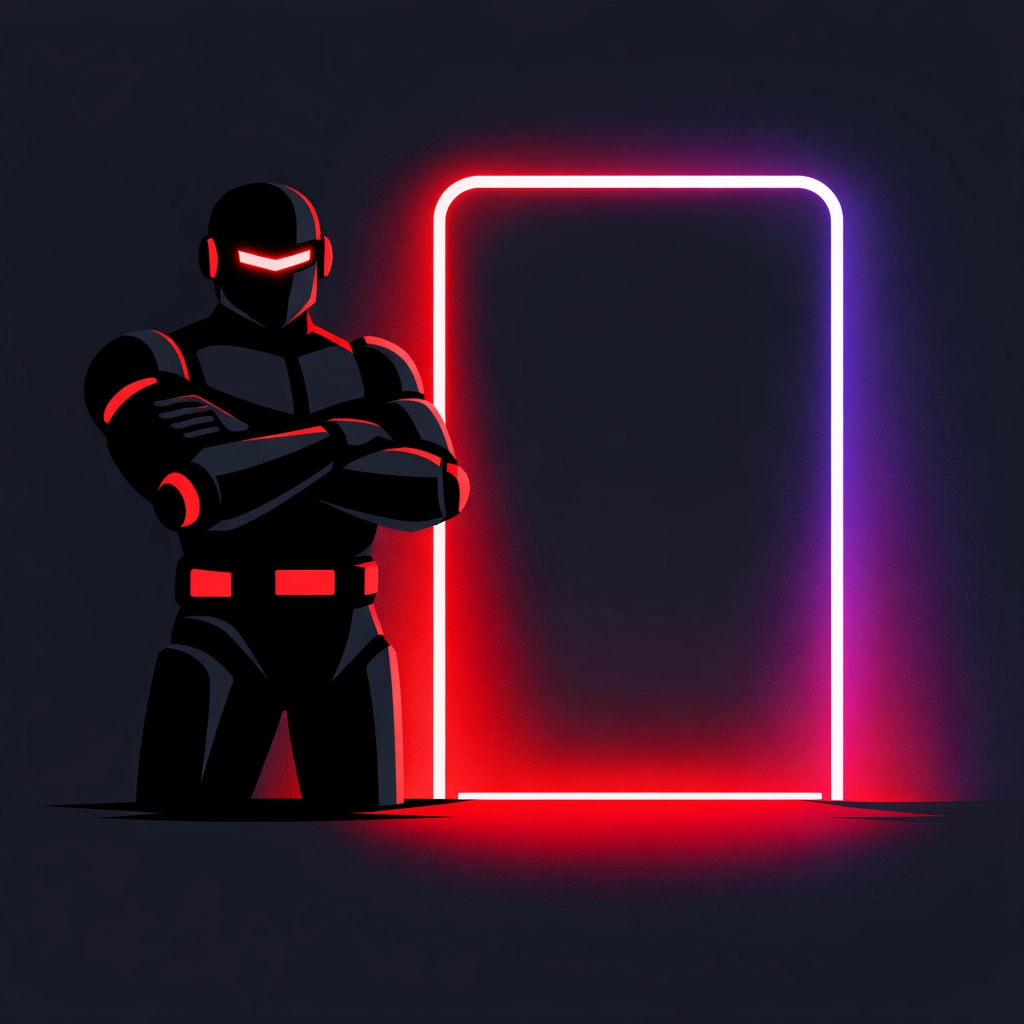 Illustration of a digital robot bouncer blocking access to a website, representing robots.txt indexing issues.