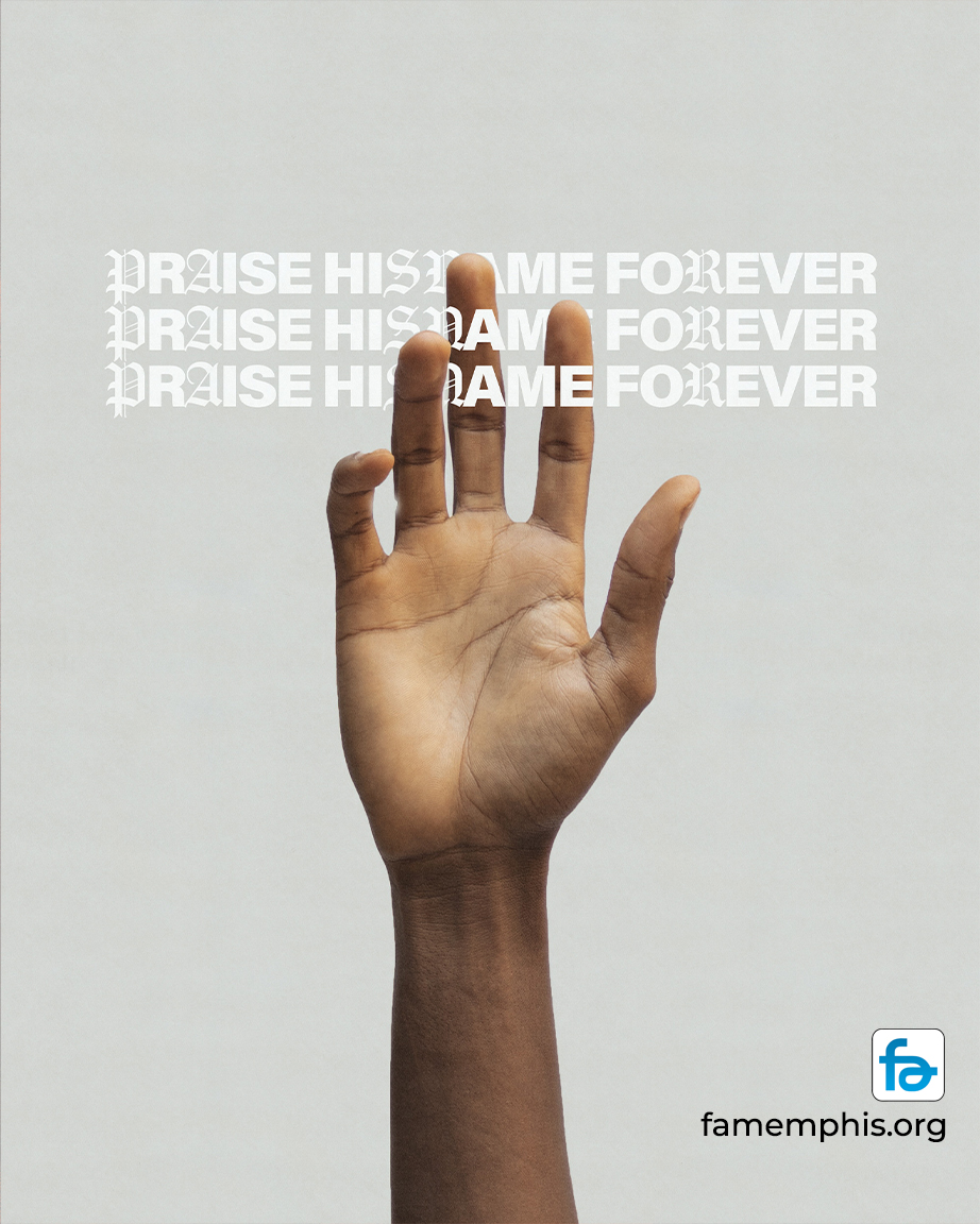 Believer lifting hand in heartfelt praise during a Boundless Online Church worship moment