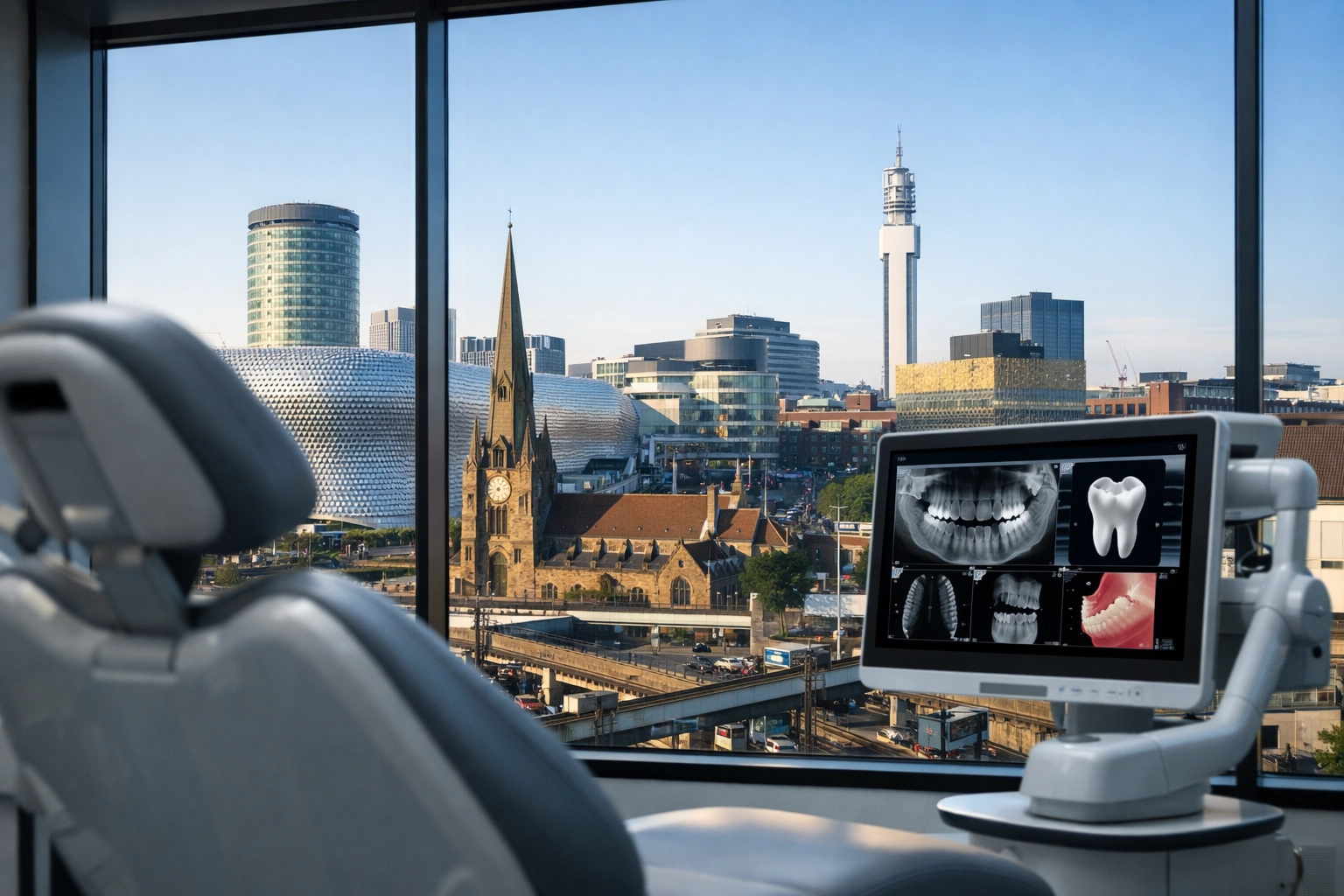 A modern dental surgery view showing the local presence of a dental recruitment agency birmingham.