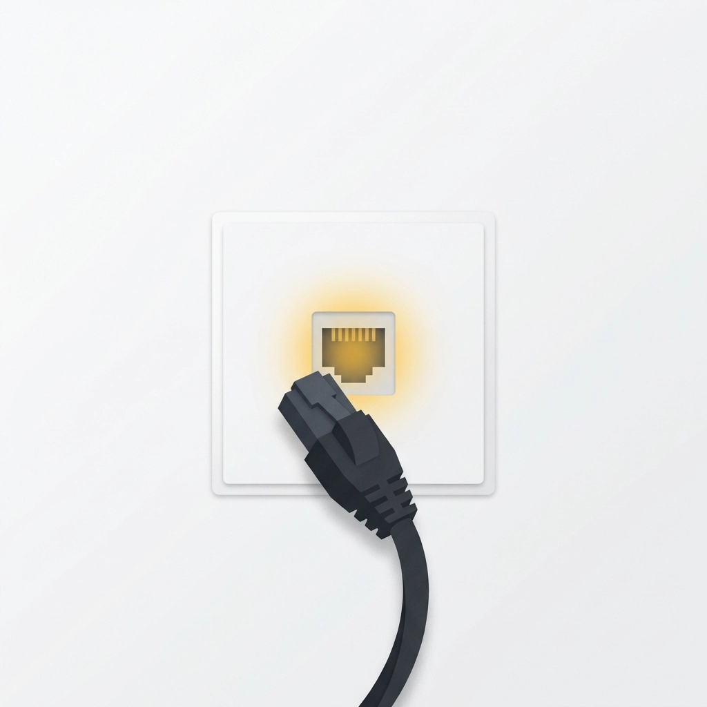 Unplugged ethernet cable with soft glow, symbolizing challenges of internet dependency for small business cloud solutions