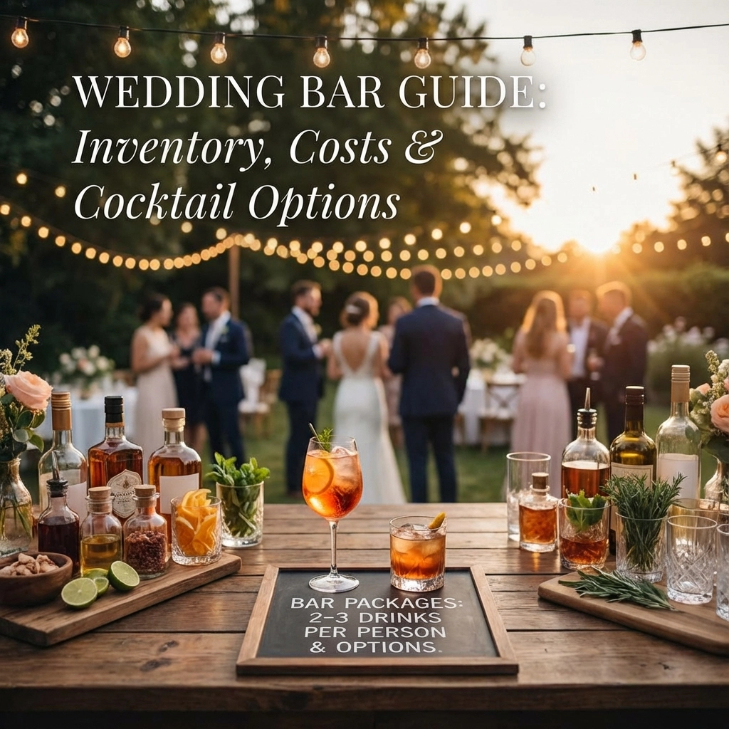 Wedding Bar Package: Inventory, Costs &amp; Cocktail Options (2 &amp; 3 Drinks per Person)