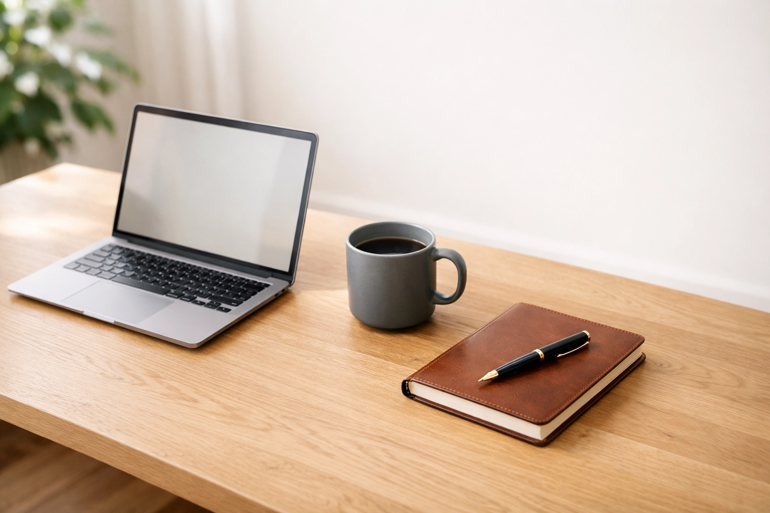 Minimalist startup founder workspace representing reclaimed time and strategic productivity.