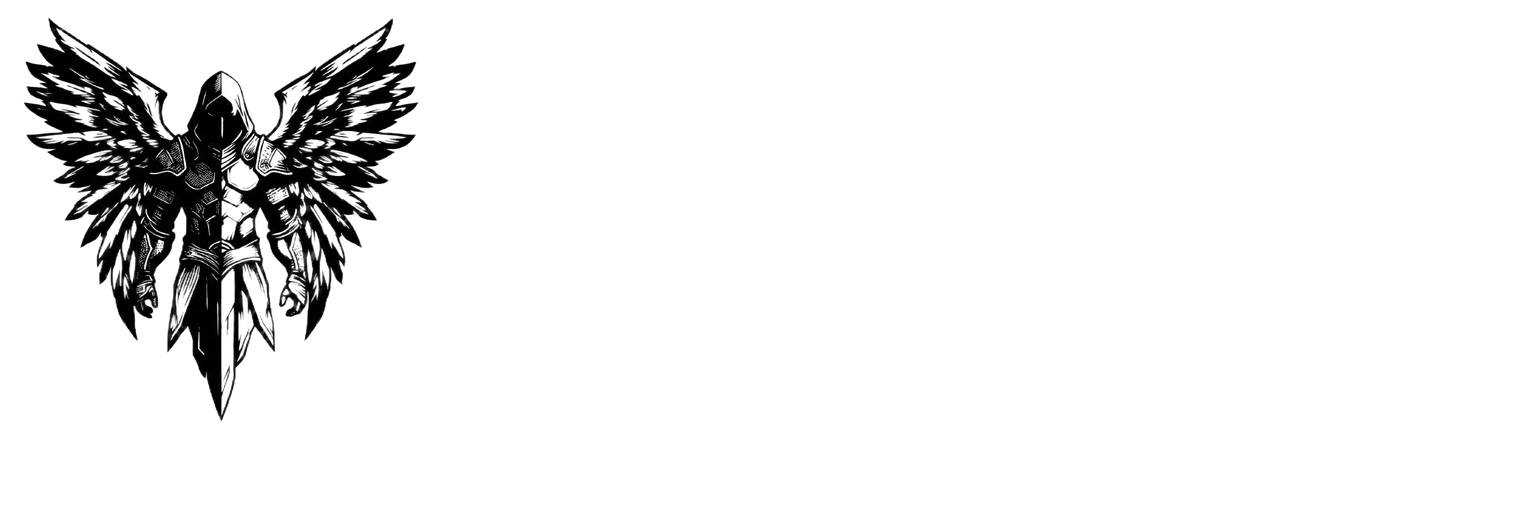 SAINT Logo featuring a stylized armored guardian angel with detailed wings on the left, next to bold, modern typography spelling 'SAINT' in white. Represents technology protection, vigilance, and security, aligning with our proactive IT and cybersecurity services for Nebraska businesses.