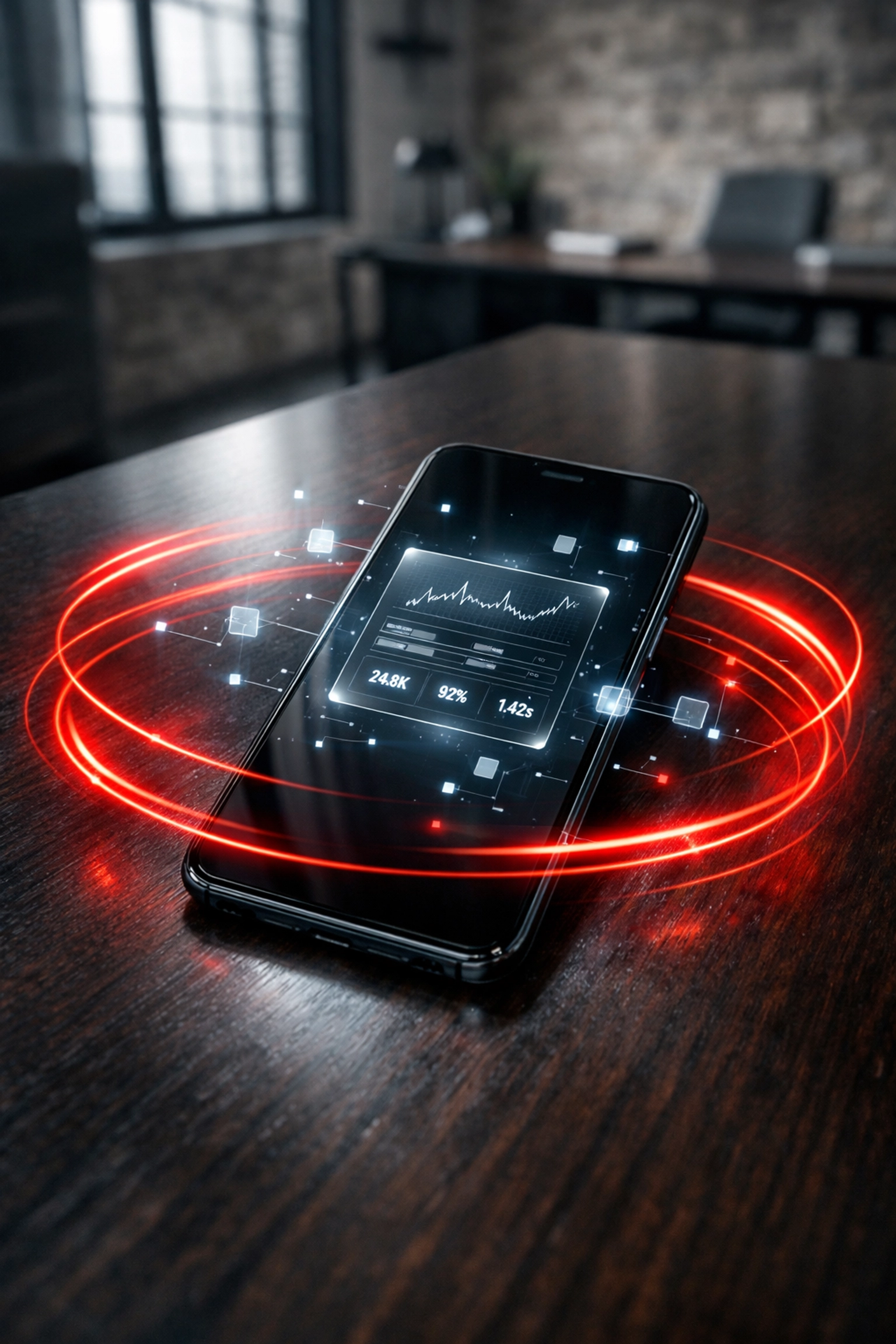 Smartphone showing an AI search interface on a desk, illustrating modern AI SEO optimization.